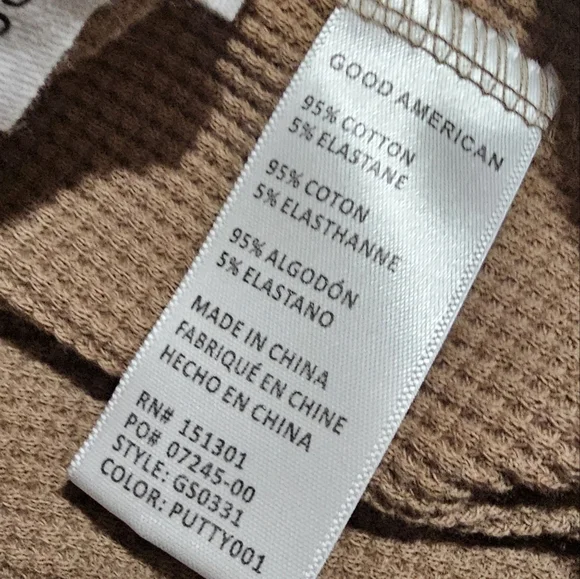 Good American Thermal Cotton High Rise Bike Shorts Putty Size 4 (XL) - Picture 6 of 10